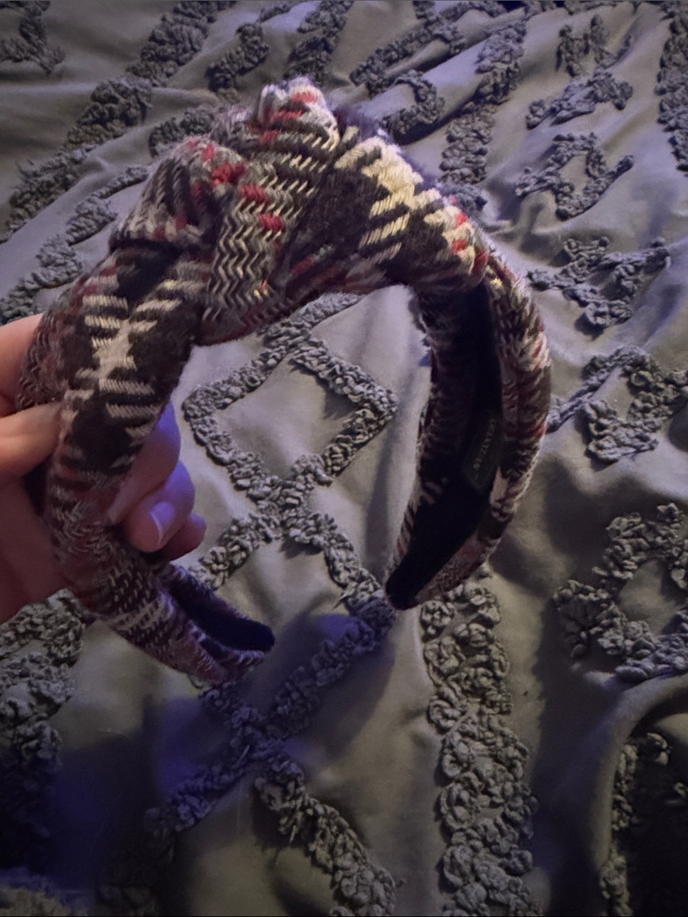 NWOT Knotted Patterned Fabric Headband in Brown and Cream